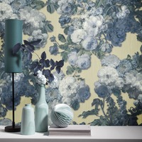 Image of Elle Decoration Floral Baroque Wallpaper Teal Light Gold 1015302