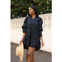 SETSOFRAN London Black Poplin Dress Hem Drop S (8-10 UK) / Black