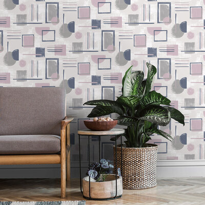 Amazonia Nordic Geo Pink Wallpaper Holden 91332
