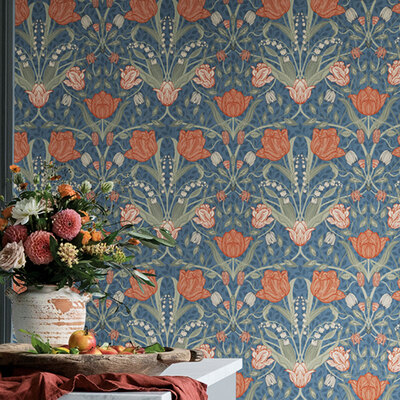 Apelviken Tulip Wallpaper Blue Blush Galerie 33009
