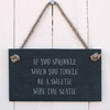 Image of Slate Hanging Sign - If you sprinkle when you tinkle be a sweetie wipe the seatie