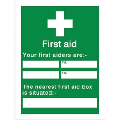 Your First Aiders are PVC Sign