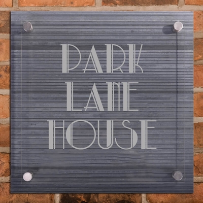 Ridged Slate House Sign with Acrylic front panel - 500 x 500mm - 3 lines of text