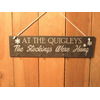 Image of Personalised slate stocking hanger engraved with your family name and "the stockings were hung"