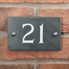 Image of Slate house number 21 v-carved with white infill numbers