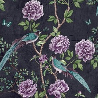 Image of Paloma Home Vintage Chinoiserie Wallpaper Midnight 921503
