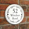 Image of Ceramic House Sign, Circle 24cm Diameter, White, Engraved