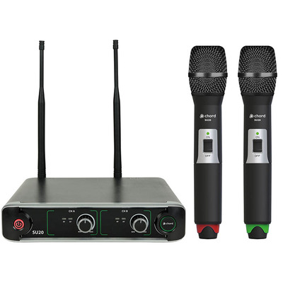 Dual UHF Handheld Microphone System with Receiver - 863.42 & 864.3MHz