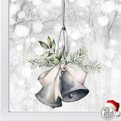 Christmas Bells & Bow Window Decal - 35 x 35 cm