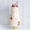 Three Tier Decorated White Wedding Cake - Pink & Petals - Three Tier (10", 8", 6")