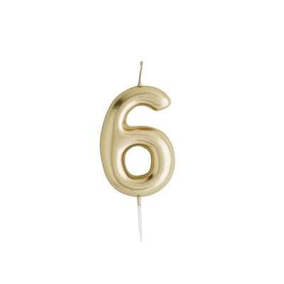 Gold Number Candles - Number 6
