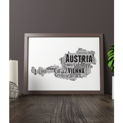 Personalised Austria Word Art Map