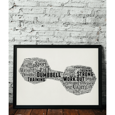 Personalised Dumbbell Word Art Print - Weightlifter Gift