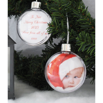 Christmas Photo Bauble Gift with Personalised Message