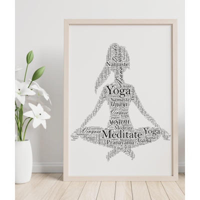 Personalised Yoga Word Art Print - Yogi Picture Frame Gift