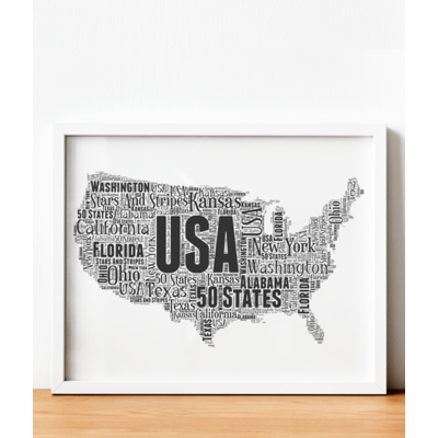 Personalised USA Word Art Map