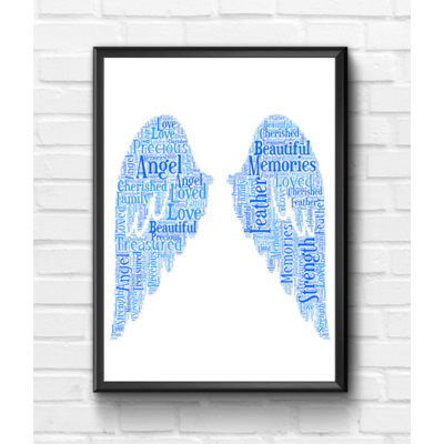 Angel Wings - Memorial Word Art Picture Frame