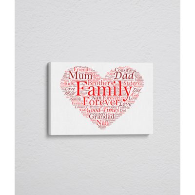 Personalised Love Heart Word Art - On Canvas
