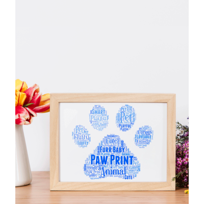 Personalised Animal Paw Print Word Art Picture Frame