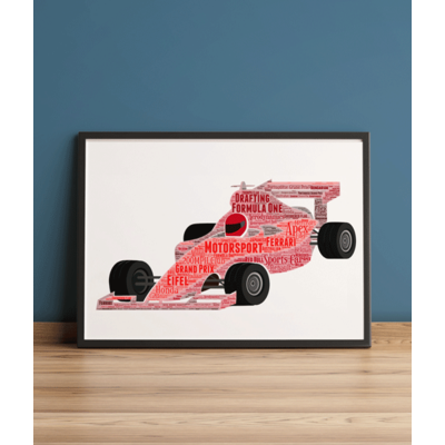 Formula 1 Racing Car Word Art Print - Racing Fan Gift