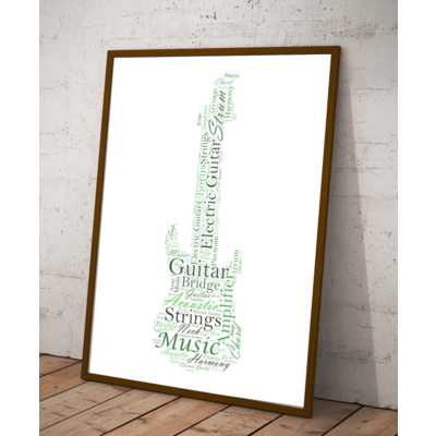 Personalised Electric Guitar Picture Word Art Print Gift