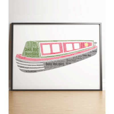 Personalised Narrow Boat Word Art Print - Canal Lover Gift