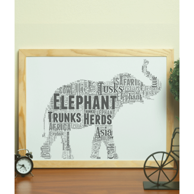 African Elephant - Personalised Word Art Print