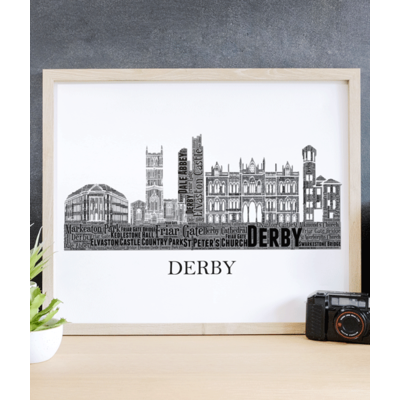 Personalised Derby Skyline Word Art