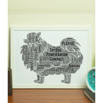 Personalised Pomeranian Dog Word Art Picture Print Gift