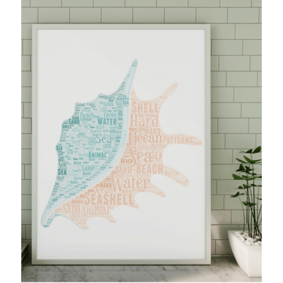 Personalised Conch Seashell Word Art Picture