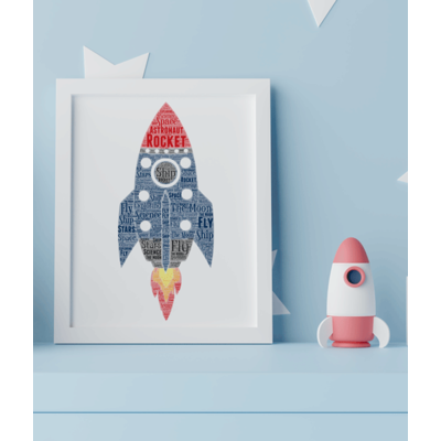 Personalised Rocket Word Art Picture