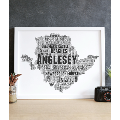 Anglesey - Personalised Word Art Map Picture Print Gift