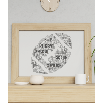 Personalised Rugby Ball Word Art - Rugby Player Gift