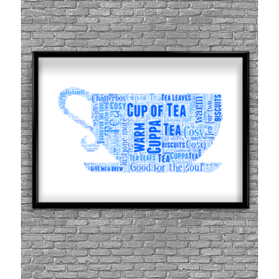 Personalised Tea Cup and Saucer Word Art Picture Gift