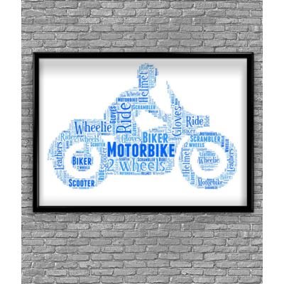 Personalised Motorbike Word Art Print - Biker Gift