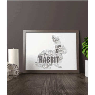 Personalised Rabbit Word Art Picture Print Gift
