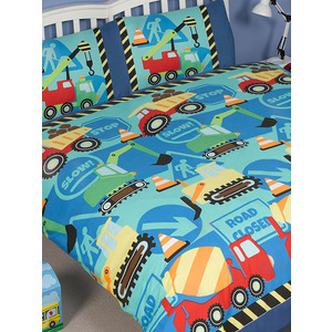 Construction Time Double Duvet Cover And Pillowcase Set