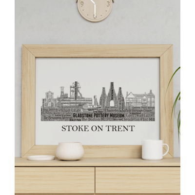 Personalised Stoke on Trent Skyline Word Art Picture