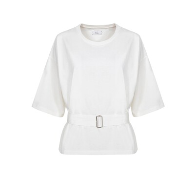 Elsa Cotton Belted Top - White