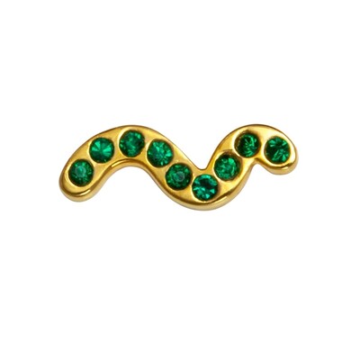 Snaky Crystal Earring - Gold & Green