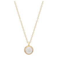 Image of Pearl & Twisted Small Coin Pearl Pendant Necklace - Gold