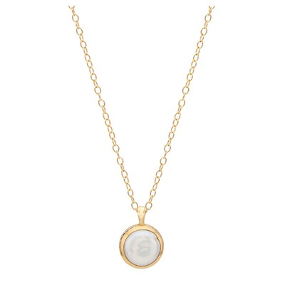 Pearl & Twisted Small Coin Pearl Pendant Necklace - Gold