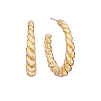 Image of Pearl & Twisted Medium Twisted Earrings - Gold