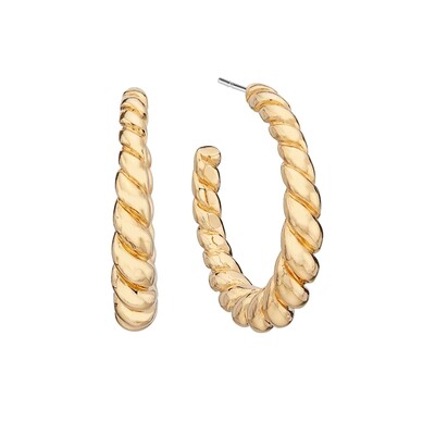 Pearl & Twisted Medium Twisted Earrings - Gold