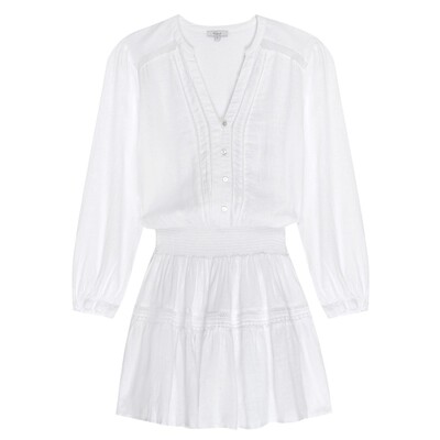 Jasmine Linen Mix Dress - White Lace