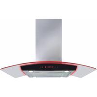Image of CDA EKPK90SS 90cm curved glass island extractor with edge lighting Stainless Steel