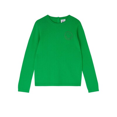 JUMPER 1234 Smiley Long Sleeve Crew Knit Lime Green