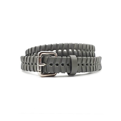 NOOKI Bradley Whipstitch Leather Belt Grey