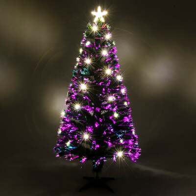 Green Fibre Optic Christmas Tree 2ft to 6ft with Warm White LED Xmas Lights, 3ft / 90cm