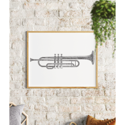 Personalised Trumpet Player Word Art Picture Gift